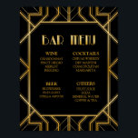 Bar Menu Wedding Sign | Gatsby Art Deco<br><div class="desc">Bar menu wedding sign in Gatsby art deco style design. Great for lots of other occasions like engagement parties, anniversary parties & bridal showers. Black background colour can be customised with zazzle background colour options online tool. For a cohesive look, visit my store to see the whole collections of our...</div>