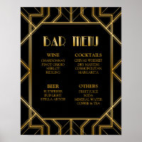 Bar Menu Wedding Sign | Gatsby Art Deco