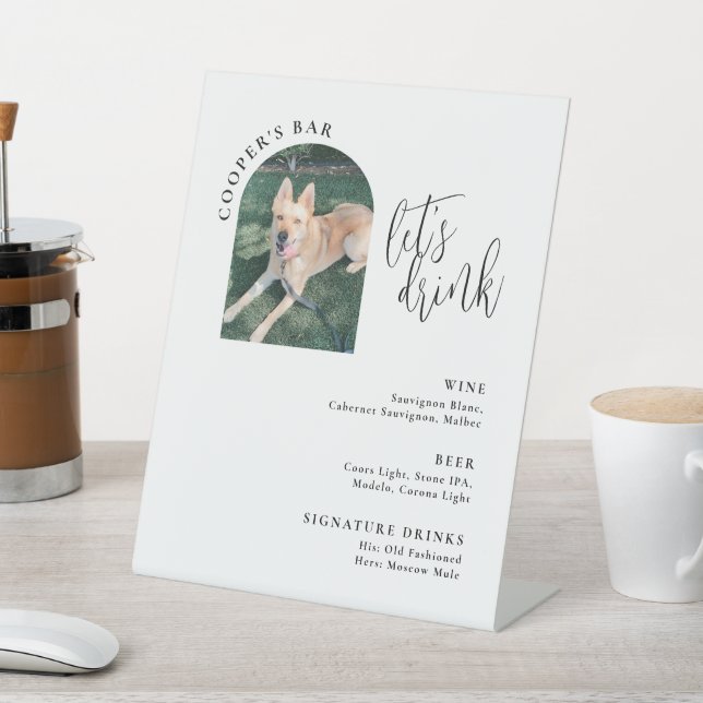 Bar Menu with Pet Photo Pedestal Sign (In SItu)