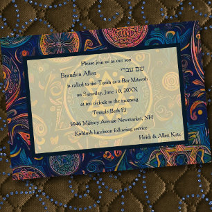 Bar Mitzvah Abstract Background Design Invitation