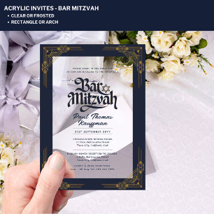 BAR MITZVAH Acrylic Clear Luxury Minimalist Invitations
