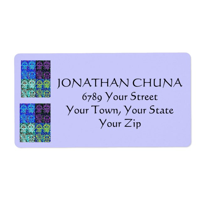 Bar Mitzvah Address Label : Indigo-Blue Hamsa (Front)