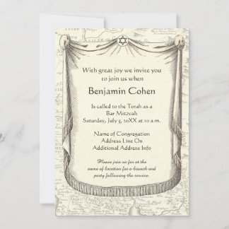 Bar Mitzvah Ancient Map Tribes of Israel Invitation