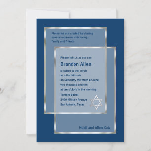 Bar Mitzvah Any Colour with Silver Frames Invitation