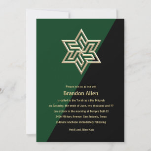 Bar Mitzvah Any Colours with Gold Star of David Invitation