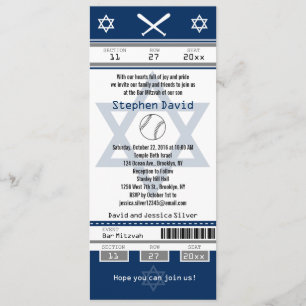 Bar Mitzvah Baseball Ticket Invitation