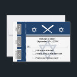 Bar Mitzvah Baseball Ticket RSVP Invitation<br><div class="desc">Navy Blue and Grey Baseball Ticket with the Star of David for your Bar Mitzvah / Bat Mitzvah RSVP card. Two baseball bats and centre Star of David in a faded blue colour. If the colour scheme is not what you wanted please email paula@labellarue.com BEFORE PLACING AN ORDER so a...</div>