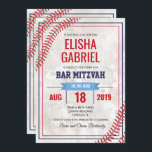 Bar Mitzvah Baseball Vintage Grunge Invitation<br><div class="desc">Celebrate your not-so-little-one's coming of age and invite your family to watch the challah get sliced with this custom bar mitzvah baseball stitching invitation.

//MATCHING RSVP CARD IN SHOP//</div>