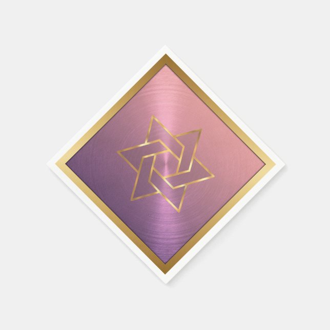 Bar Mitzvah/Bat Mitzvah Star of David Purple Pink Napkin (Corner)
