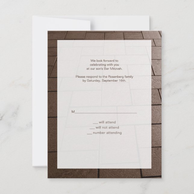 Bar Mitzvah Bimah Movie RSVP Reply Card (Front)