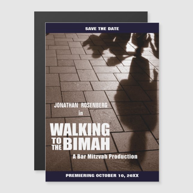 Bar Mitzvah Bimah Movie Save the Date Magnetic Invitation (Front/Back)