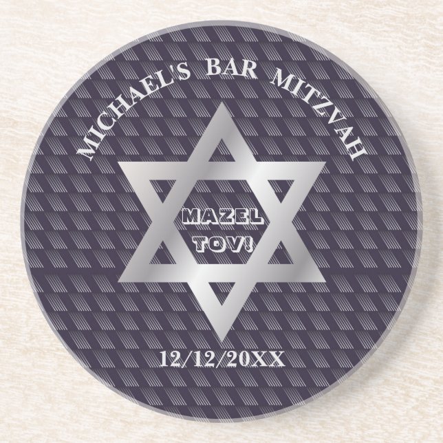 Bar Mitzvah Birthday Modern Pattern  Coaster (Front)