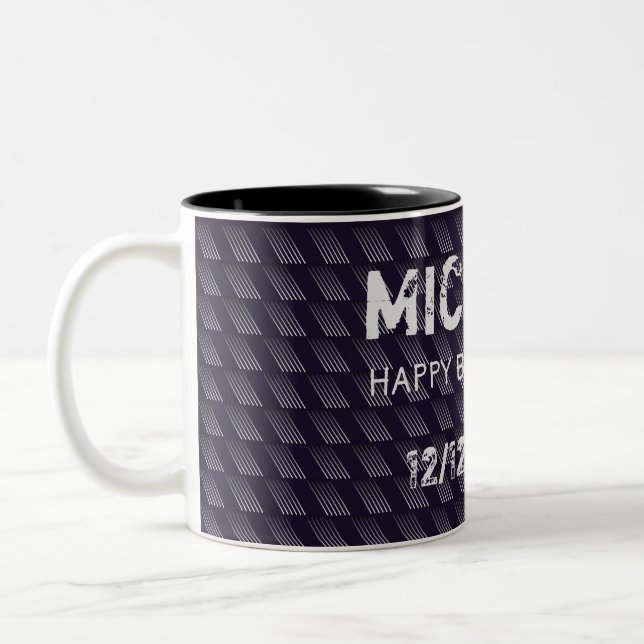 Bar Mitzvah Birthday Modern Pattern Two-Tone Coffee Mug (Left)
