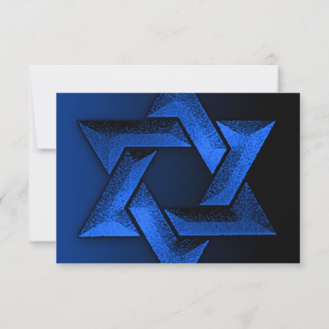 Bar Mitzvah Black and Blue Star of David RSVP (Front)