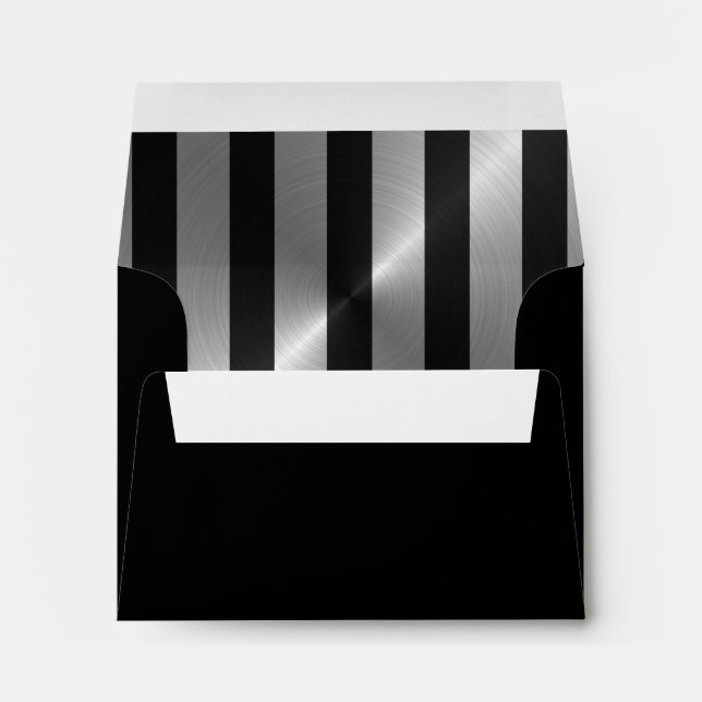 Bar Mitzvah Black and Silver Stripe Star of David Envelopes (Back (Bottom))