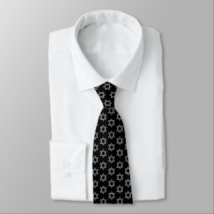 Bar Mitzvah Black Faux Silver Boy Star of David Tie