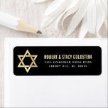 Bar Mitzvah Black Gold Bold Simple Return Address<br><div class="desc">Be proud, rejoice and celebrate this milestone of your favourite Bar Mitzvah whenever you use this sophisticated, personalised return address label! Bold, white and faux gold sans serif typography and a faux gold Star of David overlay a sophisticated, dramatic black background. Personalise the custom text with your name and address....</div>