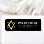 Bar Mitzvah Black Gold Bold Simple Return Address<br><div class="desc">Be proud, rejoice and celebrate this milestone of your favourite Bar Mitzvah whenever you use this sophisticated, personalised return address label! Bold, white and faux gold sans serif typography and a faux gold Star of David overlay a sophisticated, dramatic black background. Personalise the custom text with your name and address....</div>