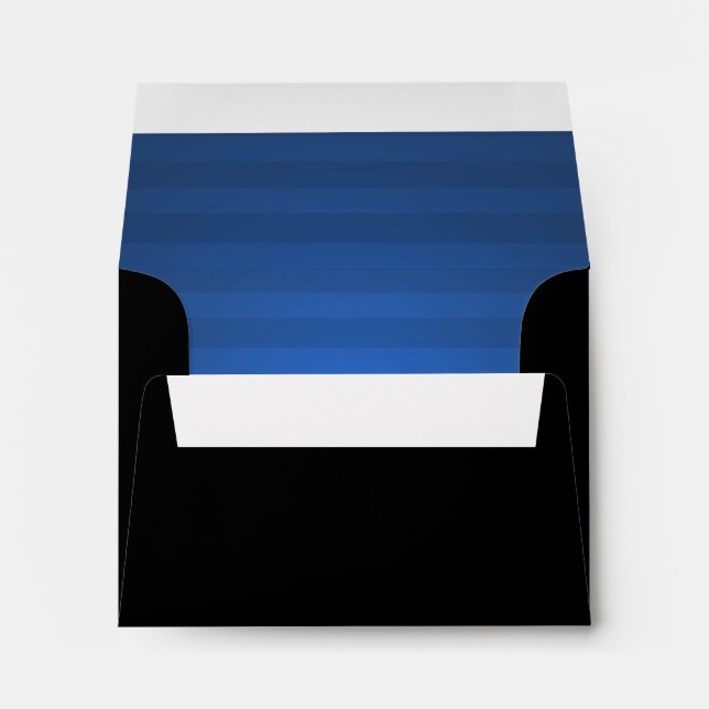 Bar Mitzvah Blue and Black Horizontal Stripe Envelopes (Back (Bottom))