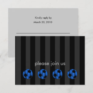 Bar Mitzvah Blue and Black Soccer Ball Invitation