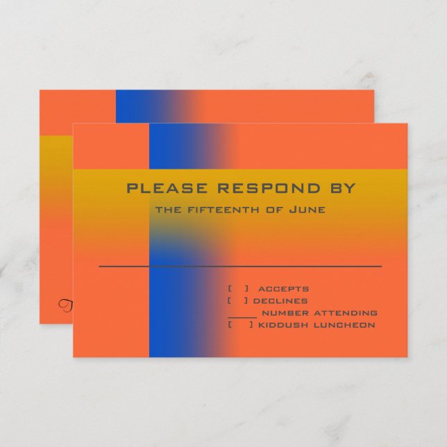 Bar Mitzvah Blue and Gold Contemporary RSVP (Front/Back)