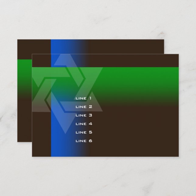 Bar Mitzvah Blue and Green on Any Colour Invitation (Front/Back)