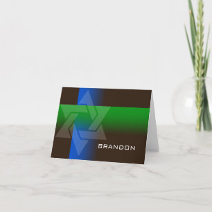 Bar Mitzvah Blue and Green on Any Colour Note Card