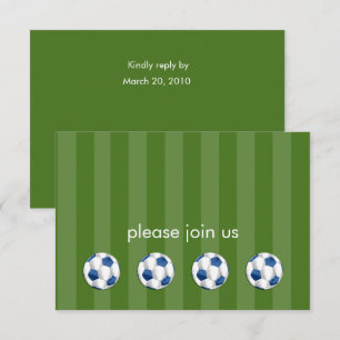 Bar Mitzvah Blue and White Soccer Ball Invitation
