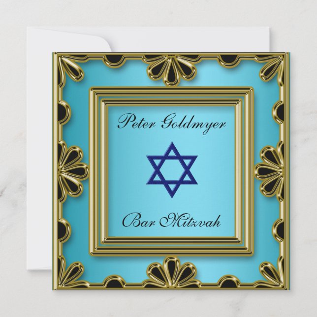 Bar Mitzvah Blue ceremony Invitation (Back)