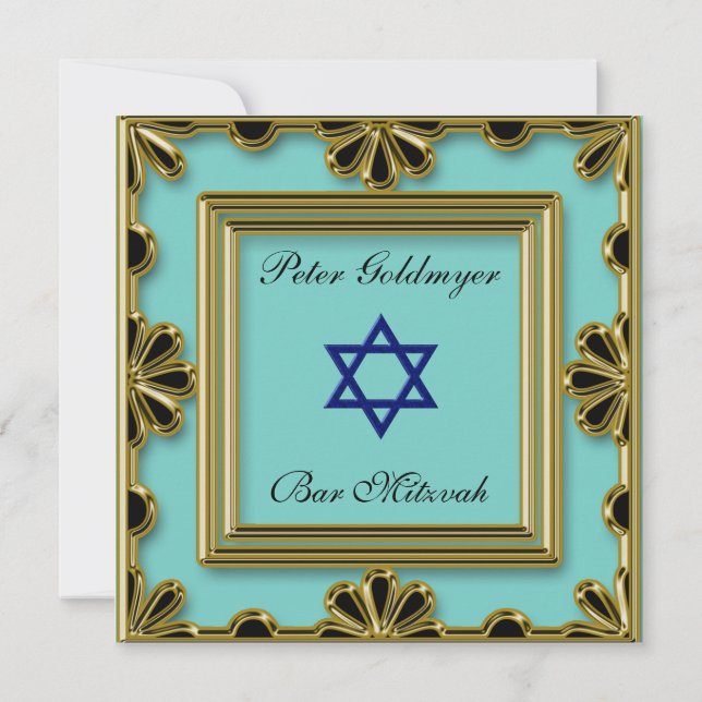 Bar Mitzvah Blue ceremony Invitation (Back)
