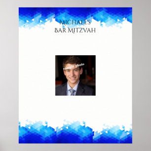 Bar Mitzvah, Blue Geometric, Photo, Sign in Board