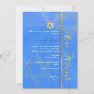Bar Mitzvah/blue/gold Invitation