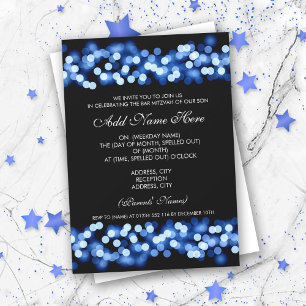 Bar Mitzvah Blue Hollywood Glam Invitation