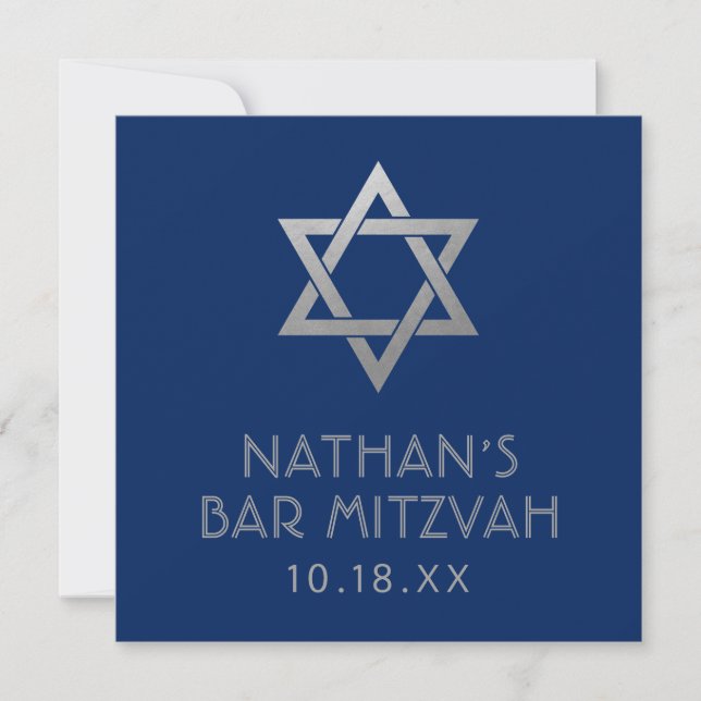 Bar Mitzvah Blue Silver Star of David Mini Sign  (Front)