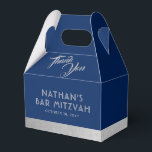 Bar Mitzvah Blue & Silver Thank You  Favour Box<br><div class="desc">Bar Mitzvah and Bat Mitzvah Personalised Favour Box with a simple and modern blue and silver grey Thank You design featuring a simple faux silver texture border edges and personalised text. Coordinating items available in the Paper Grape Zazzle Designer Shop Bar Mitzvah Section. Edit the colours and fonts by clicking...</div>