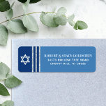 Bar Mitzvah Bold Blue Silver Tallit Return Address<br><div class="desc">Be proud, rejoice and celebrate this milestone of your favorite Bar Mitzvah whenever you use this cool, unique, modern, personalized return address label! Bold, light blue and white typography, a white Star of David and a navy blue and silver glitter striped tallit inspired graphic overlay a simple, cornflower blue background....</div>