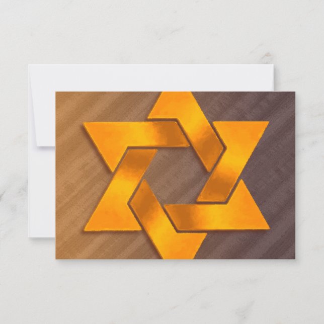 Bar Mitzvah Brown and Orange Star of David RSVP (Front)