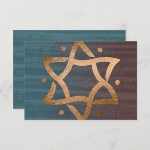 Bar Mitzvah Brown and Teal Copper Star RSVP