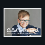 Bar Mitzvah Called to the Torah Modern Photo Invitation Postcard<br><div class="desc">Design is composed of sans serif typography and playful cursive script typography on a simple background. Add a custom horizontal photo.

Available here:
http://www.zazzle.com/store/selectpartysupplies</div>