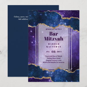 BAR MITZVAH CARDS Celestial Skies Blue Galaxy Gold