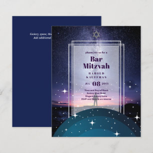 BAR MITZVAH CARDS Celestial Skies Blue Galaxy Gold
