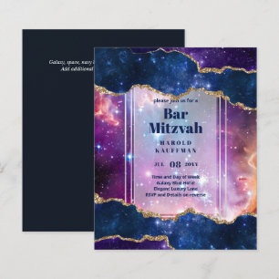 BAR MITZVAH CARDS Celestial Skies Blue Galaxy Gold