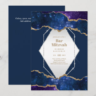 BAR MITZVAH CARDS Celestial Skies Blue Galaxy Gold