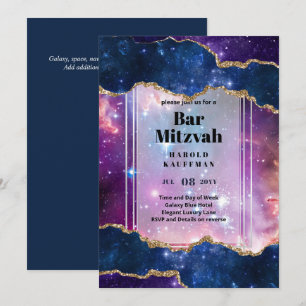 BAR MITZVAH CARDS Celestial Skies Blue Galaxy Gold