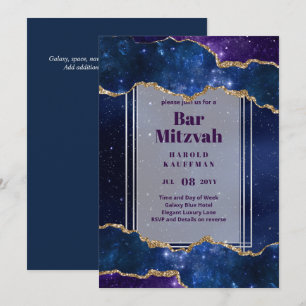 BAR MITZVAH CARDS Celestial Skies Blue Galaxy Gold