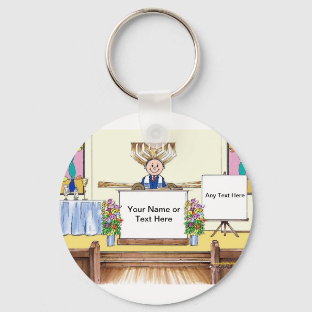 Bar Mitzvah Cartoon by PrintedPerfection.com Key Ring (Front)
