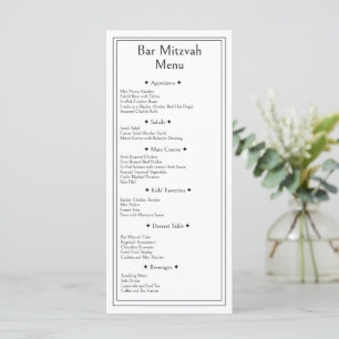 Bar Mitzvah Celebration Menu, Kosher Dish, Jewish Menu