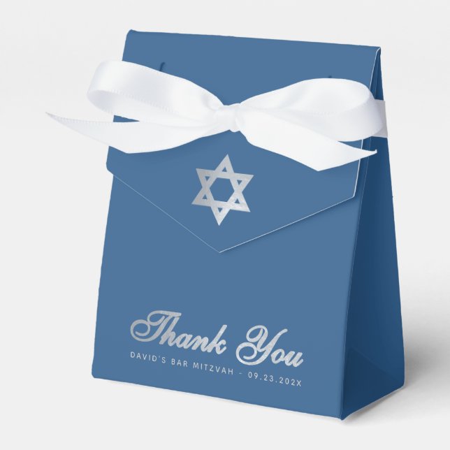 Bar Mitzvah Classic Blue Star of David Thank You Favour Box (Front Side)