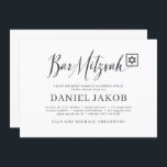 Bar Mitzvah Classic Script Modern Typography Invitation<br><div class="desc">Composed of playful script and serif typography; All against a backdrop of white background. 

This is designed by Select Party Supplies,  exclusive for Zazzle.

Available here:
http://www.zazzle.com/store/selectpartysupplies</div>