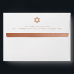 Bar Mitzvah Copper Stripe Return Address Mailing Envelope<br><div class="desc">Copper Stripe and Star of David on mailing envelopes for a Bar Mitzvah or Bat Mitzvah with preprinted return address on the back flap. Faux copper foil effect printed inside for a luxurious upgrade effect.</div>